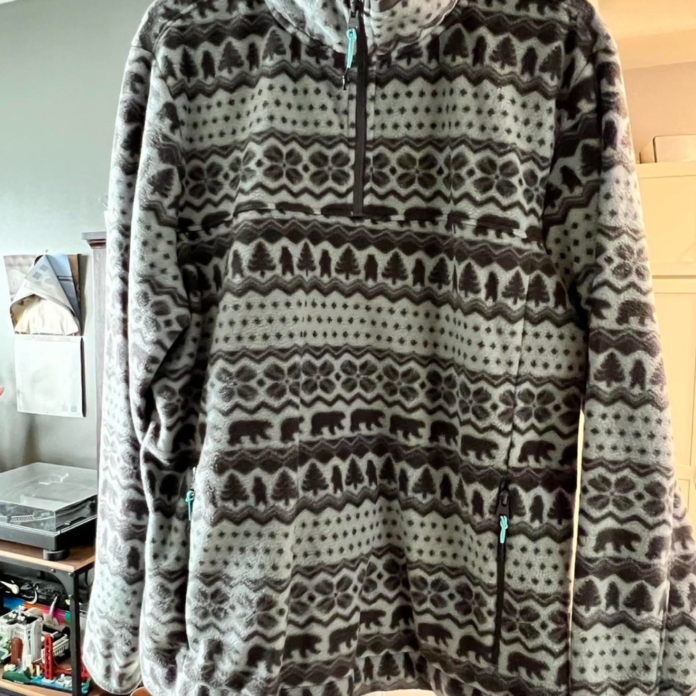 Chubbies Gray Patterned Fleece Jacket - image 1